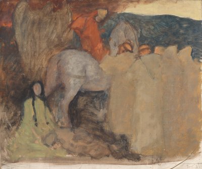 Compositional Study, possibly for Galahad Departs from the Land, in The Quest and Achievement of the Holy Grail, Book Delivery Room, Boston Public Library by Edwin Austin Abbey