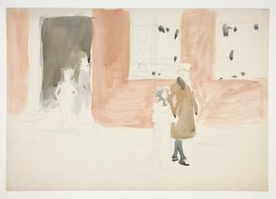 Couple Taking a Stroll - (Unidentified Illustration) by Edwin Austin Abbey