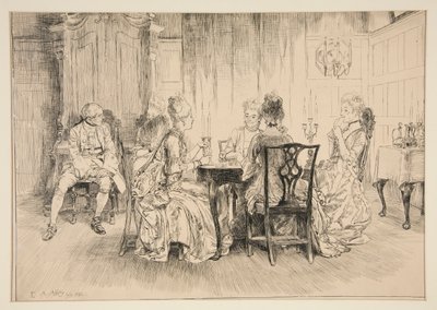Dining Scene - Illustration for Austin Dobson by Edwin Austin Abbey