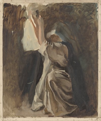 Figure Study of a Nun, for The Infancy of Galahad, in The Quest and Achievement of the Holy Grail, Book Delivery Room, Boston Public Library by Edwin Austin Abbey