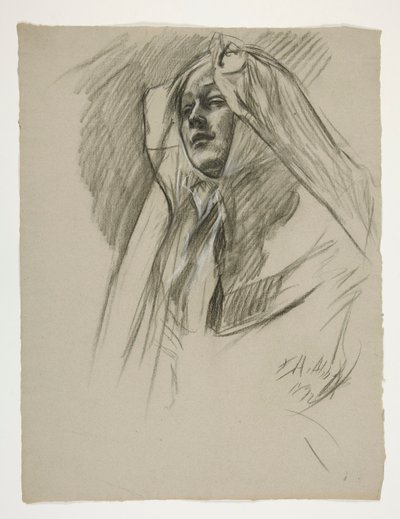 Figure study for the Infancy of Galahad, from The Quest of the Holy Grail (a series of 15 paintings for the Boston Public Library, completed in 1901) by Edwin Austin Abbey