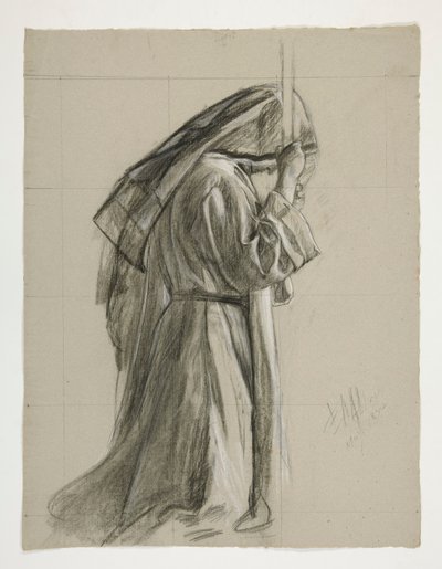 Figure Study for the Knighting of Sir Galahad, from The Quest of the Holy Grail (a Series of Fifteen Paintings for the Boston Public Library, Completed in 1901) by Edwin Austin Abbey