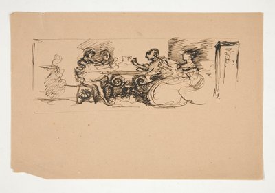 Figures at a Table - Unidentified Illustration by Edwin Austin Abbey