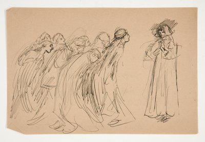 Galahad and the Captive Virtues, study for The Quest of the Holy Grail (series of fifteen paintings for the Boston Public Library, completed in 1901) by Edwin Austin Abbey