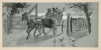 Group of People in an Open Cart - (unidentified illustration) by Edwin Austin Abbey