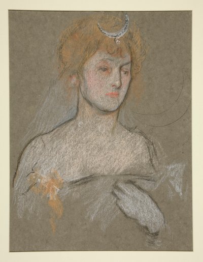 Head and shoulders of woman, Coronation of Edward VII portrait by Edwin Austin Abbey