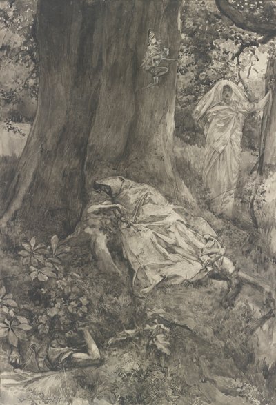 Hermia in the Wood, illustration for Act III, Scene ii, A Midsummer Night by Edwin Austin Abbey