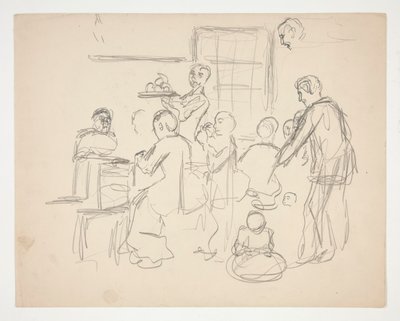 Interior Restaurant Scene (Unidentified Illustration) by Edwin Austin Abbey