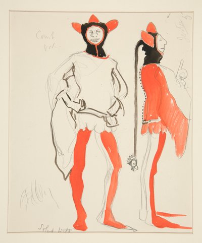 Jesters, Costume Sketch for Henry Irving by Edwin Austin Abbey
