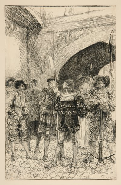Lucio and Claudio - Act I, Scene III, Measure for Measure by Edwin Austin Abbey