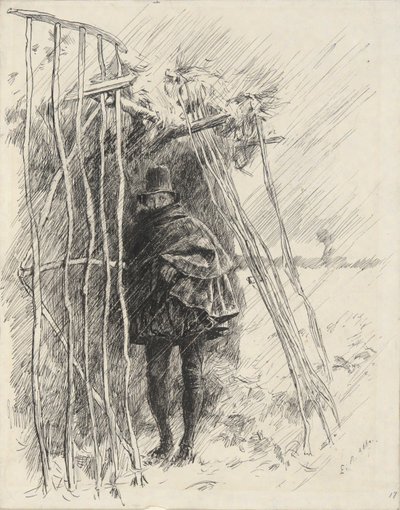 Man in Rain, Study for Illustration by Edwin Austin Abbey