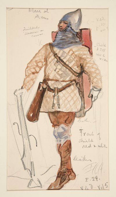 Man of Arms, Costume Sketch for Henry Irving by Edwin Austin Abbey
