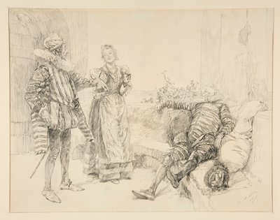 Maria, Sir Andrew, and Toby, illustration for Act I, Scene iii, Twelfth Night by Edwin Austin Abbey