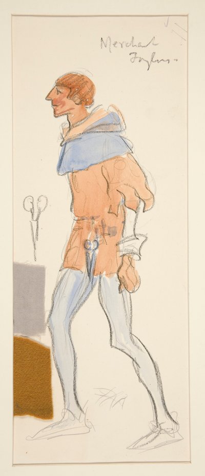 Merchant Taylor, Costume Sketch for Henry Irving by Edwin Austin Abbey