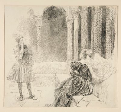 Olivia and Viola, Illustration for Act I, Scene V, Twelfth Night by Edwin Austin Abbey