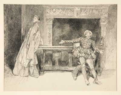 Petruchio Banters Katharina, from Act II, Scene I, Taming of the Shrew by Edwin Austin Abbey