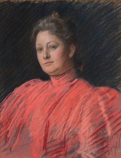Portrait of Mrs. Abbey in Pink Dress, Waist Length by Edwin Austin Abbey
