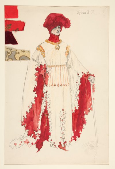 Richard II (in red), Costume Sketch for Henry Irving by Edwin Austin Abbey