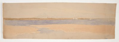 River Landscape with Town on Far Shore by Edwin Austin Abbey
