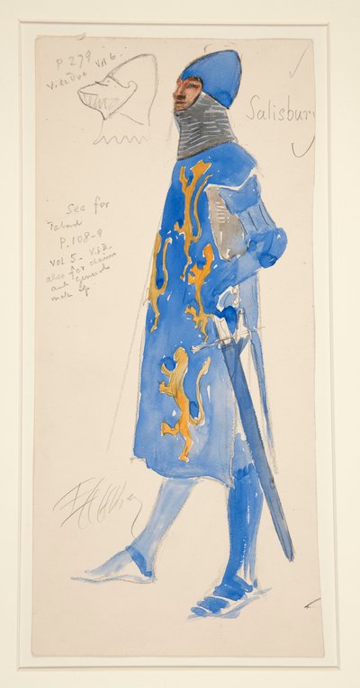 Salisbury (armed), Costume Sketch for Henry Irving by Edwin Austin Abbey