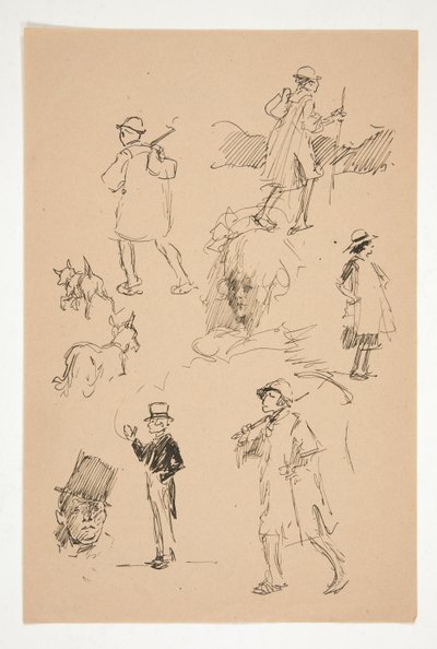 Sheet of sketches of country figures by Edwin Austin Abbey