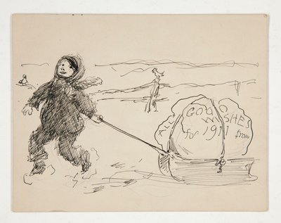 Sketch for a Greeting Card: All Good Wishes for 1911 by Edwin Austin Abbey