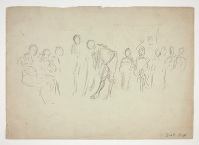 Sketch of a crowd - unidentified illustration by Edwin Austin Abbey