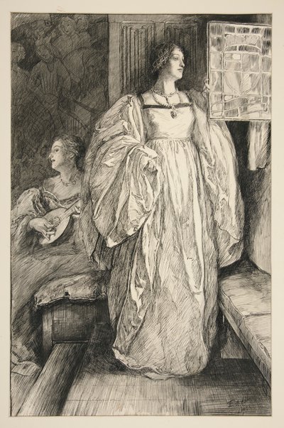 Sketch of a Lady, Illustration by Edwin Austin Abbey