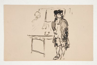 Sketch of a Man in Revolutionary Dress Beside a Table by Edwin Austin Abbey