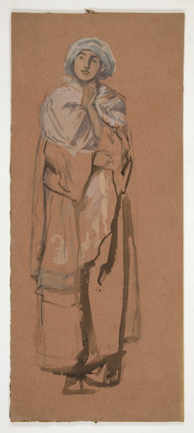 Sketch of a turbaned figure - unidentified illustration by Edwin Austin Abbey