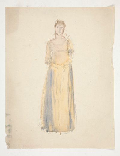 Sketch of a Woman (Dressed in Yellow) - Costume Study for a Play? by Edwin Austin Abbey