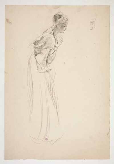 Sketch of a Woman, Stooped and Praying by Edwin Austin Abbey