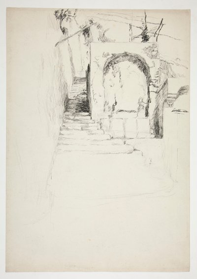 Sketch of an Outdoor Stairway (Italian Pergola, for Book Illustration) by Edwin Austin Abbey