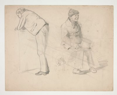 Sketch of Two Men - Unidentified Illustration by Edwin Austin Abbey