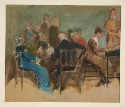 Sketch of Women in an Interior - Unidentified Illustration by Edwin Austin Abbey