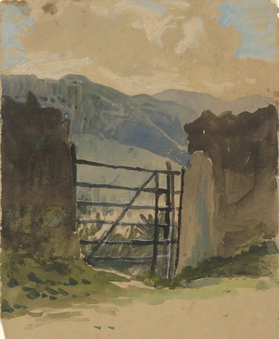 Stone Wall and Gate, Sketch by Edwin Austin Abbey