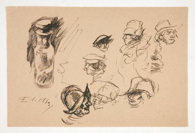 Studies of Bottle and Heads by Edwin Austin Abbey