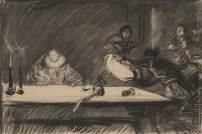 Study for Petruchio Overturns the Trencher - Act IV, Scene I, The Taming of the Shrew by Edwin Austin Abbey