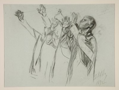 Study for The Arthurian Round Table and the Fable of the Seat Perilous, from The Quest of the Holy Grail (third of a series of fifteen paintings for the Boston Public Library, completed in 1901) by Edwin Austin Abbey