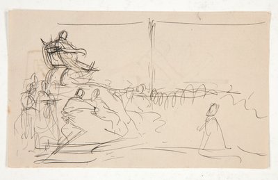 Study for Trial of Queen Katherine. Coat of arms on back. by Edwin Austin Abbey