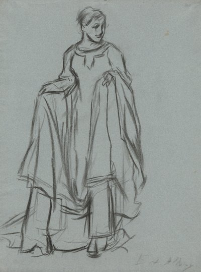 Study for Draped Female, Figure Study for The Quest of the Holy Grail (Series of 15 Paintings for the Boston Public Library, Completed in 1901) by Edwin Austin Abbey