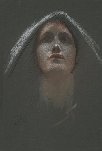 Study for figure of Religion rondel in the rotunda of the state capitol building in Harrisburg, Pennsylvania by Edwin Austin Abbey
