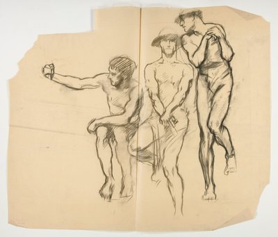 Study for Forge of Vulcan; Three Miners- Steelworkers by Edwin Austin Abbey
