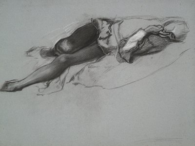 Study for the Reclining Figure of Hamlet, from The Play Scene, Hamlet, Act 3, Scene 2 by Edwin Austin Abbey