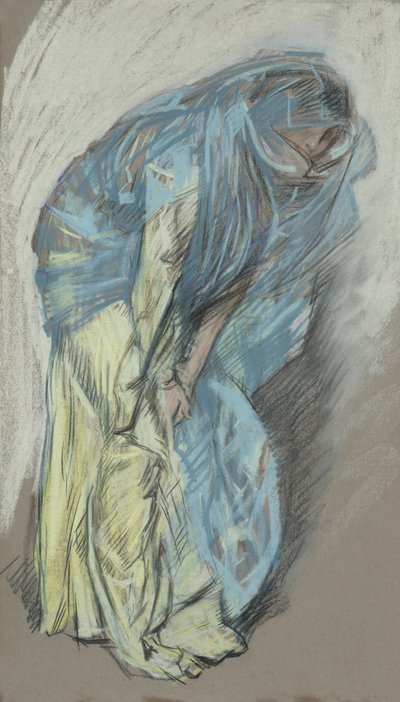 Study for Woman in Yellow Dress with Blue Veil by Edwin Austin Abbey
