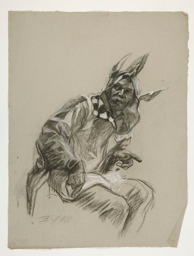 Study of Jester (unused), for the Quest of the Holy Grail (a series of fifteen paintings for the Boston Public Library, completed in 1901) by Edwin Austin Abbey