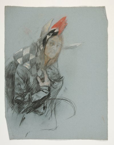 Study of Jester (unused), for the Quest of the Holy Grail (a series of fifteen paintings for the Boston Public Library, completed in 1901) by Edwin Austin Abbey