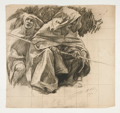 Study of The Fisher King, from The Quest of the Holy Grail (a series of fifteen paintings for the Boston Public Library, completed in 1901) by Edwin Austin Abbey
