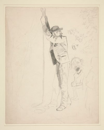 Study of a Man Ringing a Bell; Doodles of EAA by Edwin Austin Abbey