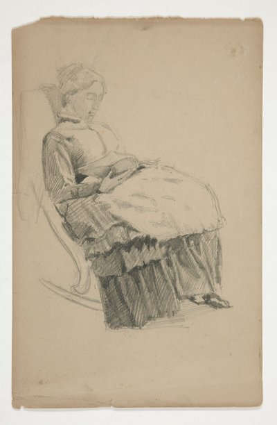 Study of an Elderly Woman in Rocking Chair, Reading by Edwin Austin Abbey